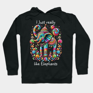 Vibrant Elephant Wearing a Whimsical Hat Hoodie